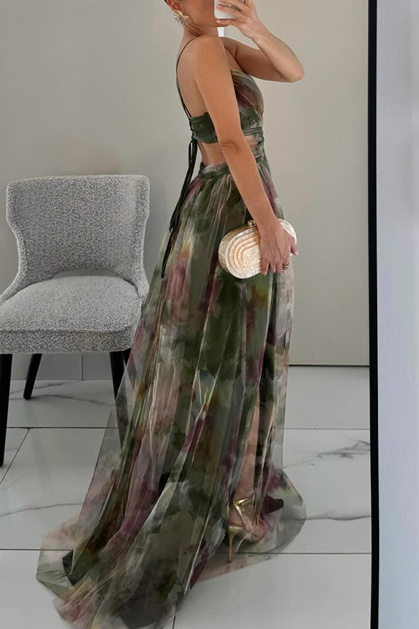 Robe maxi soirée élégante - imprimé floral - modèle Flora