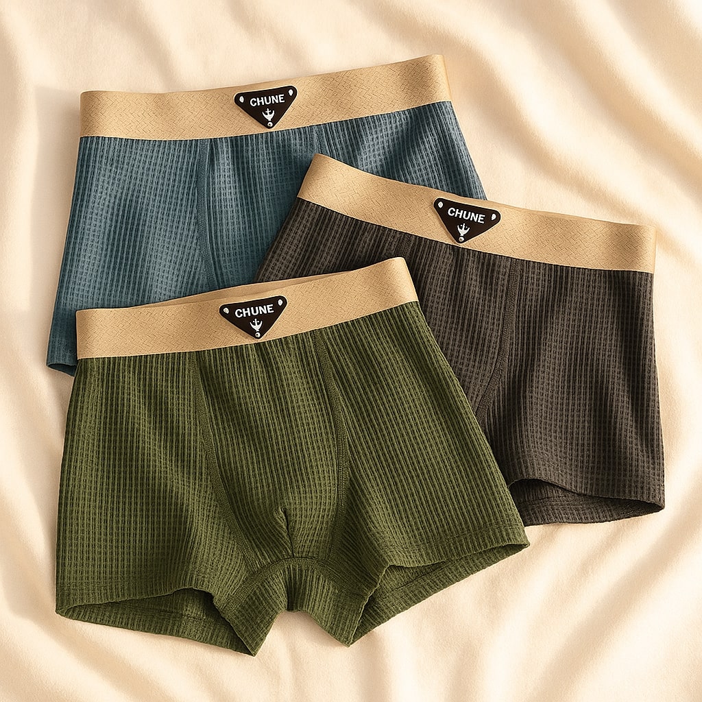Men’s Ribbed Cotton Boxer Briefs 3-Pack