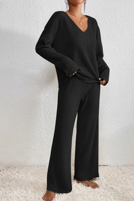Women’s Ribbed Loungewear Cozy Two-Piece Set