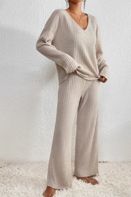 Women’s Ribbed Loungewear Cozy Two-Piece Set