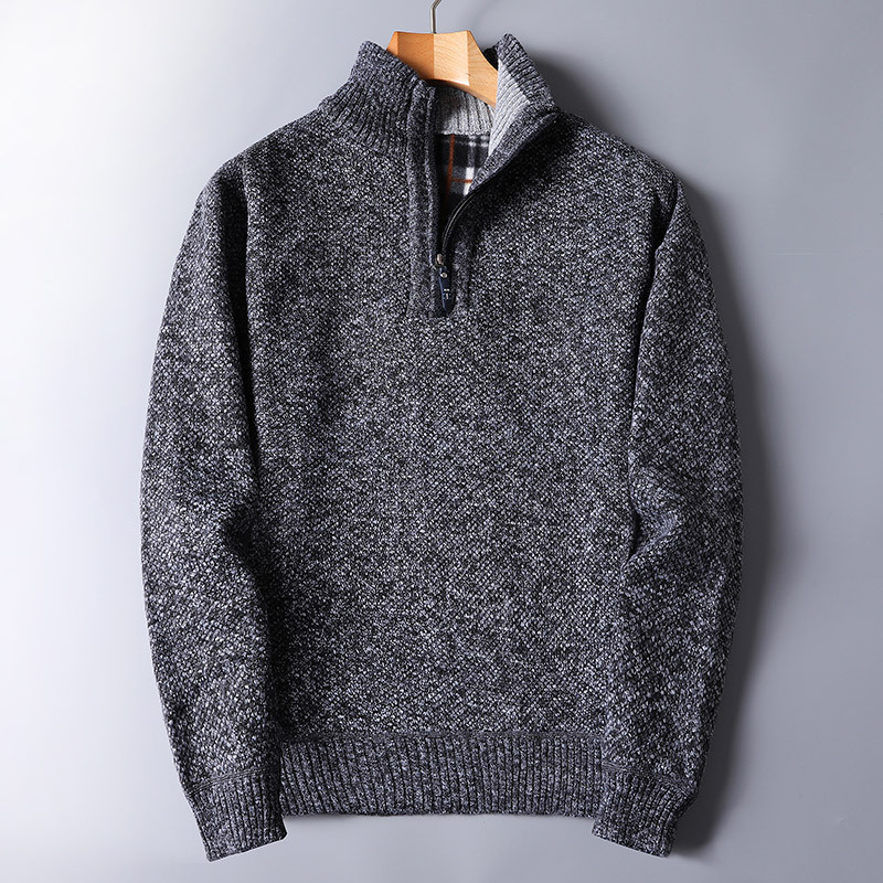 Men's High-Neck Zip Sweater - Warm - Elegant