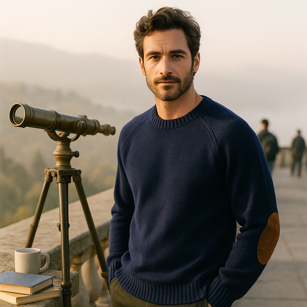 Warm Men's Sweater - Classic Colours - Crewneck Knit