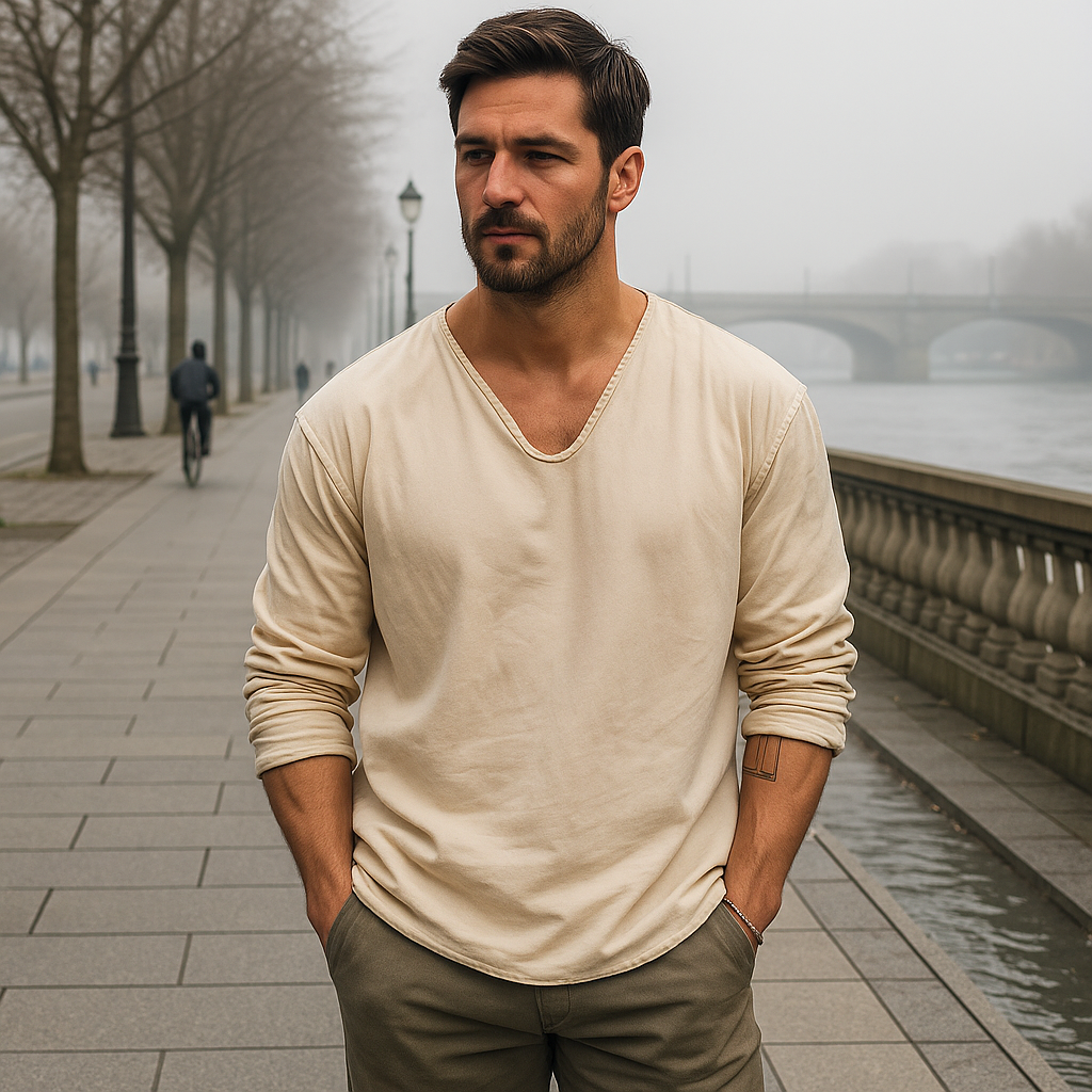 Men's Oversize Loose Sweater - Long Sleeve - Relaxed Fit