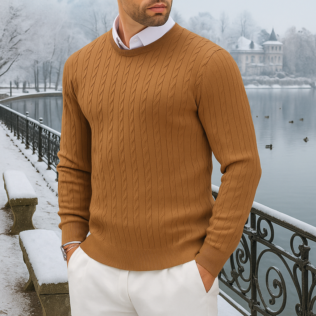 Men's Slim Fit Sweater - Round Neck - Lightweight Knit