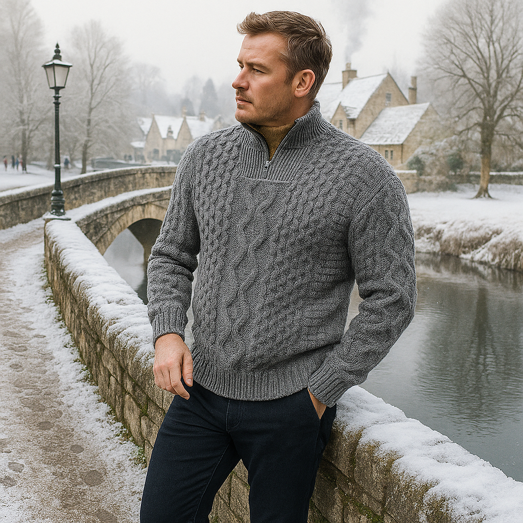 Men's Premium Knitted Half-Zip Sweater - Lightweight - Casual