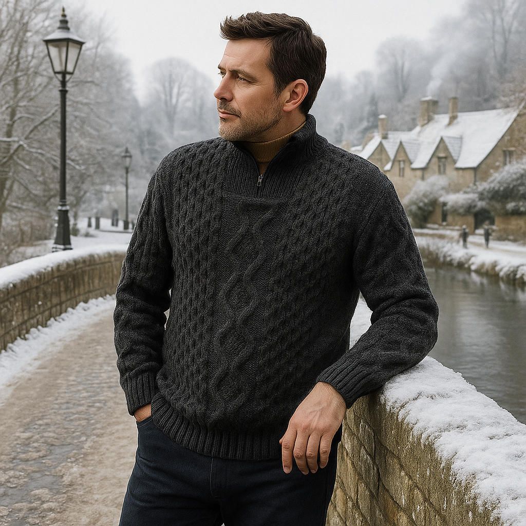 Men's Premium Knitted Half-Zip Sweater - Lightweight - Casual