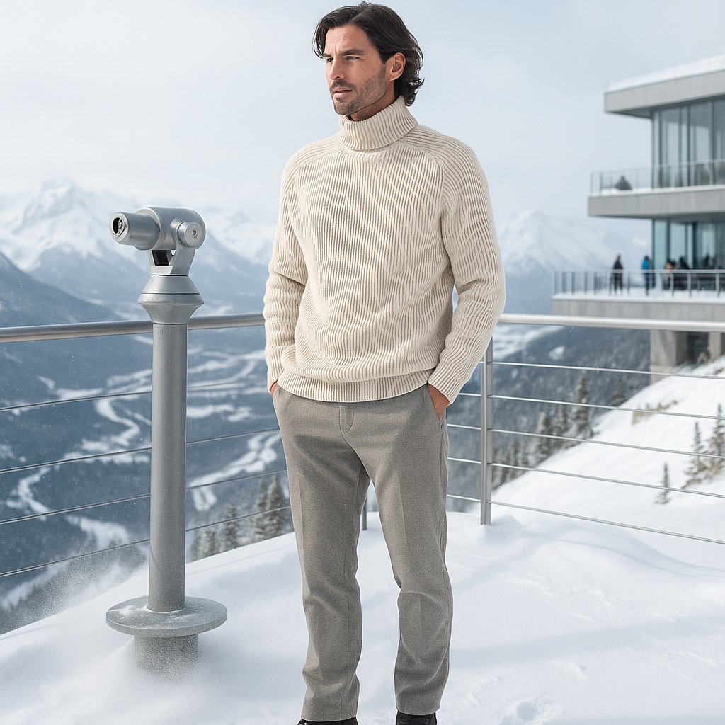 Men's Cashmere Roll-Neck Sweater - Elegant - Luxury