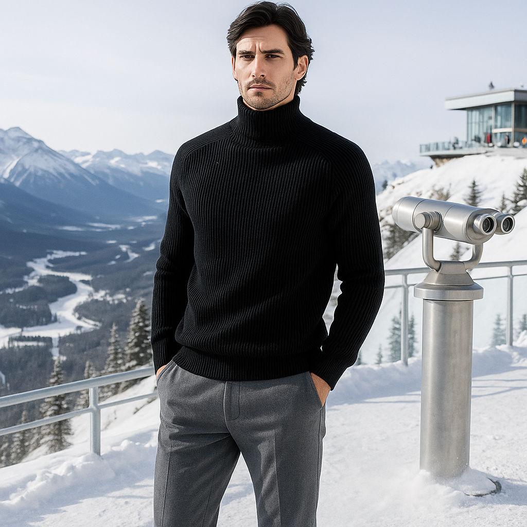 Men's Cashmere Roll-Neck Sweater - Elegant - Luxury