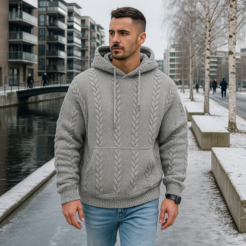 Men's Insulated Hooded Sweatshirt - Thermal Warmth - Cold Weather