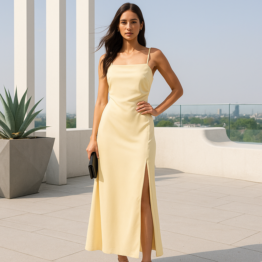 July Evening Dress - Straps - Slit - Elegant