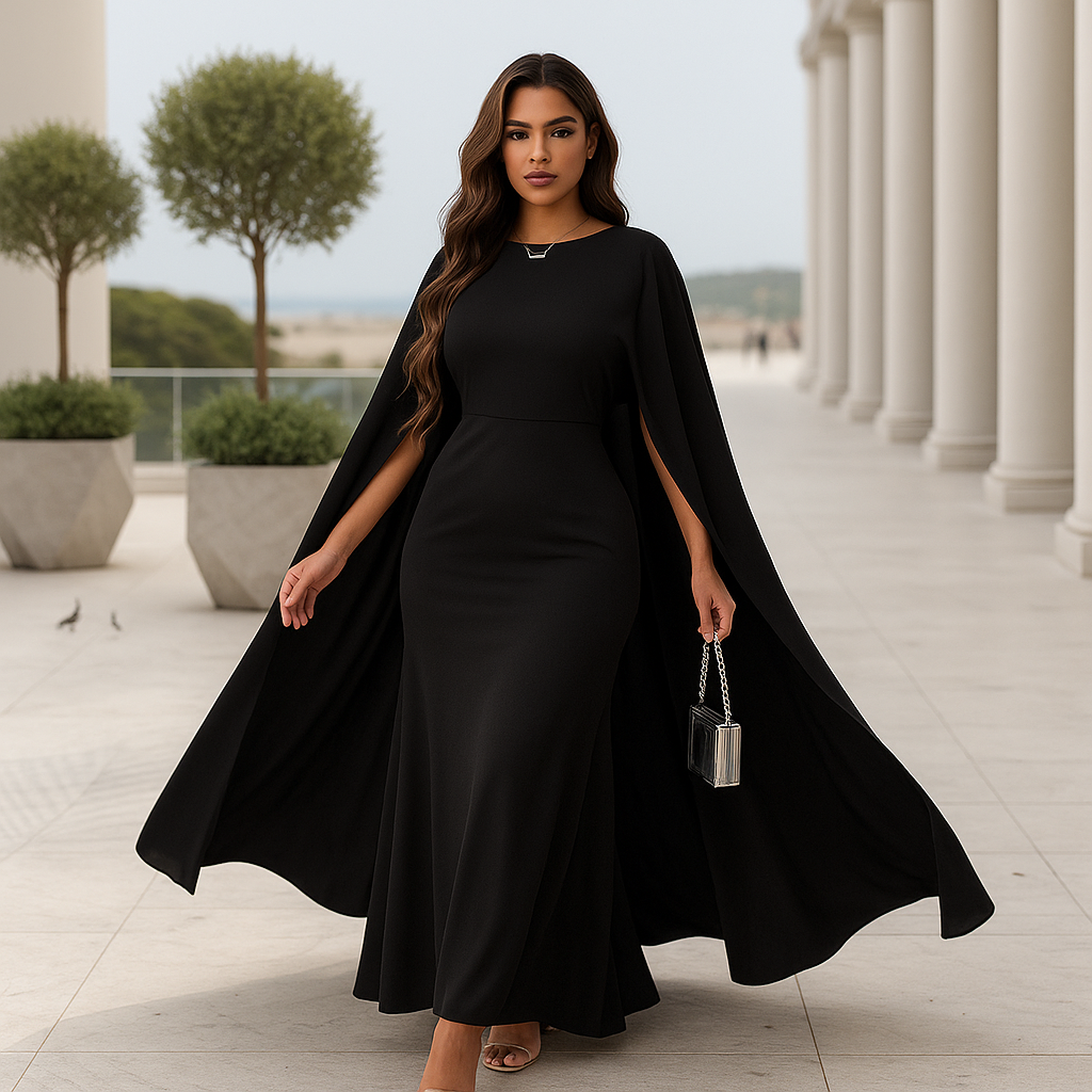 Maxi Evening Dress Marleen - Stunning Cape - Elegant Silhouette