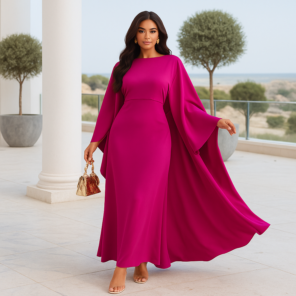 Maxi Evening Dress Marleen - Stunning Cape - Elegant Silhouette