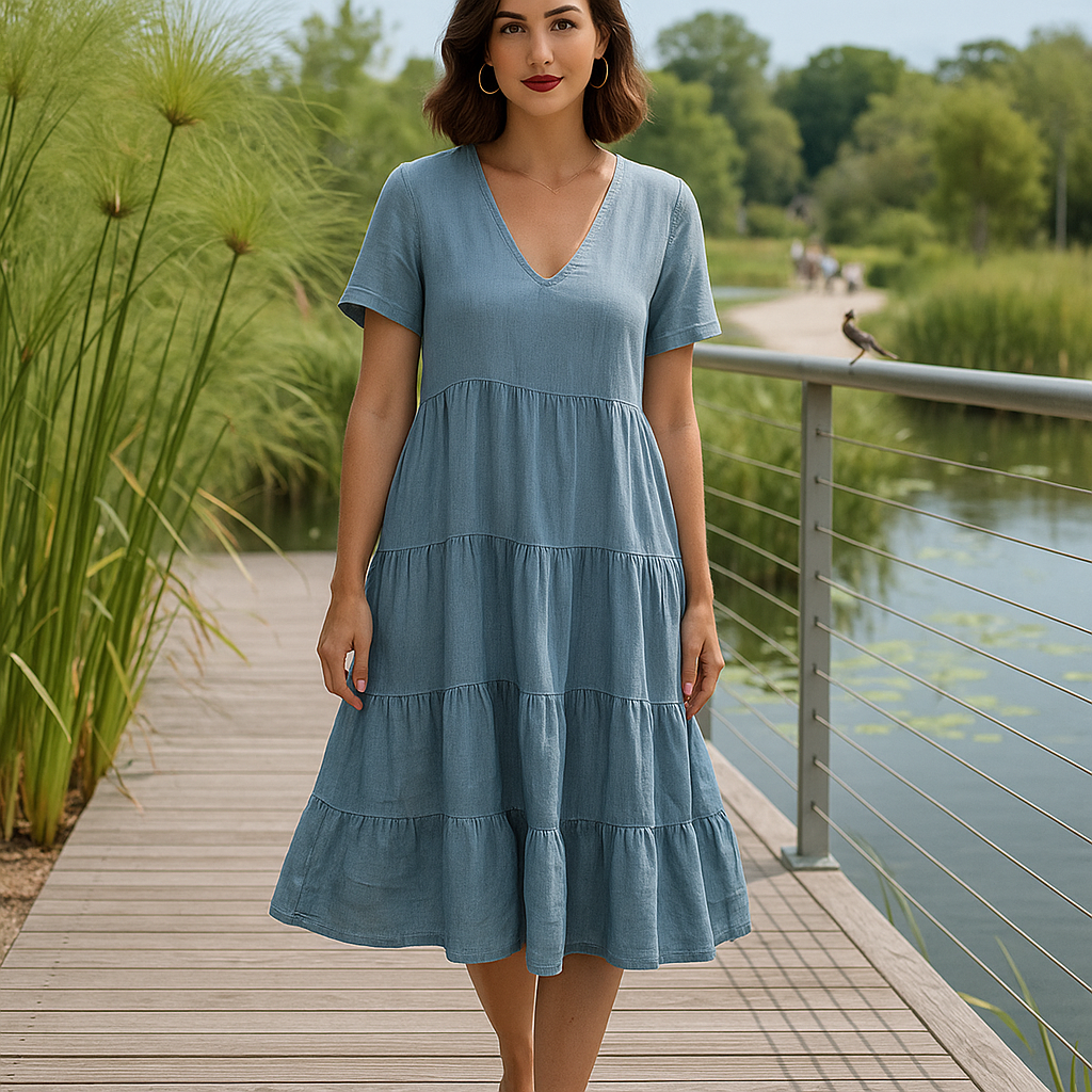 Rieke Airy V-Neck Dress - Flowy - Lightweight - Summer - Casual