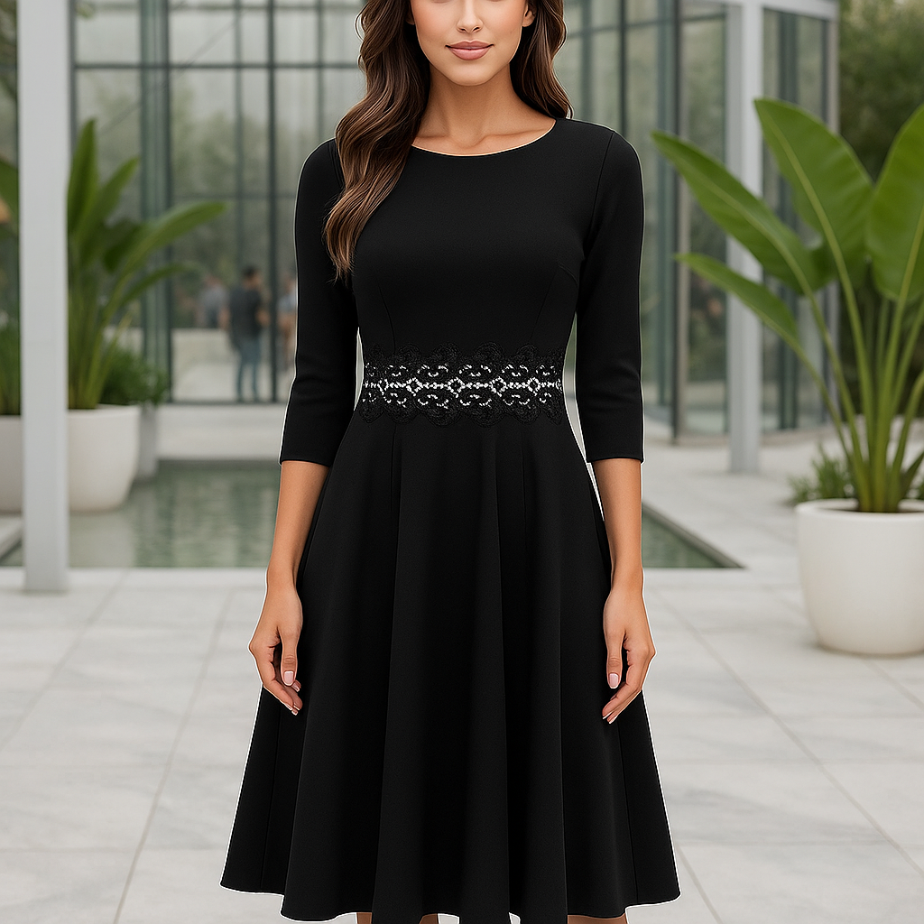 Elegant Women's Midi Evening Dress - Wedding Guest - Chic