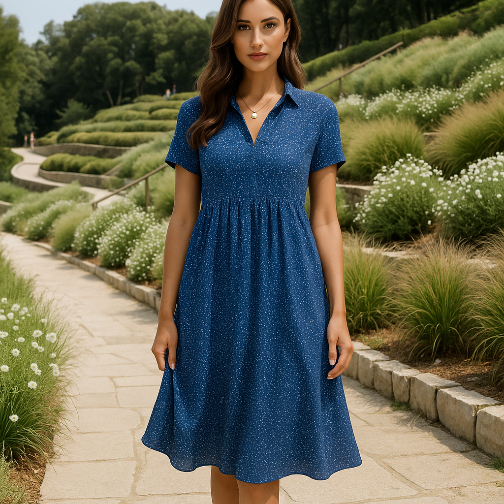 Women's Midi Shirt Dress - Short Sleeve