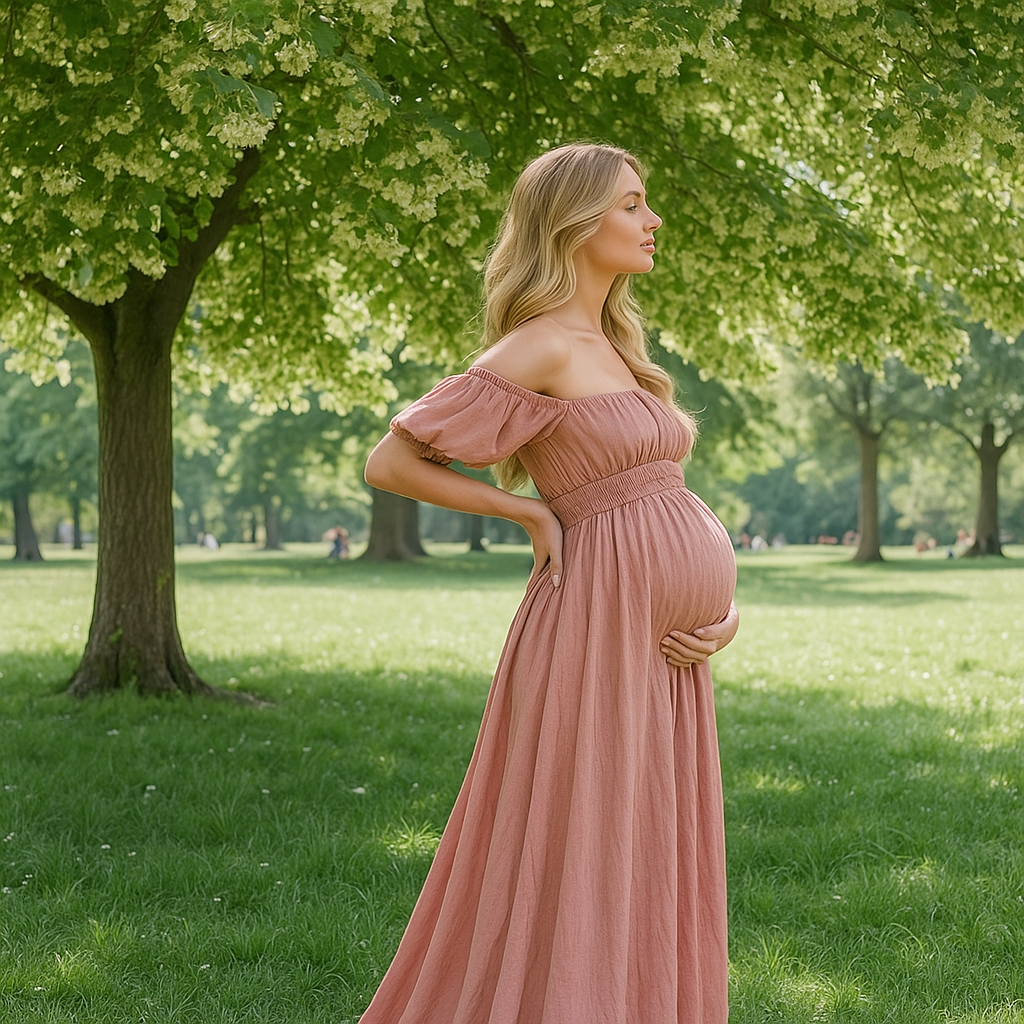 Elise - Off-Shoulder Maternity Evening Dress - Elegant
