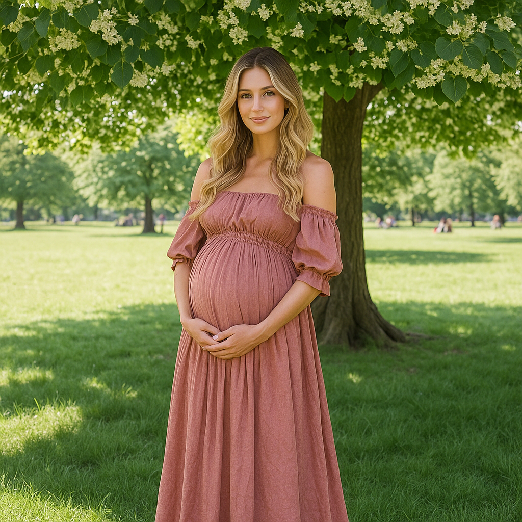 Elise - Off-Shoulder Maternity Evening Dress - Elegant