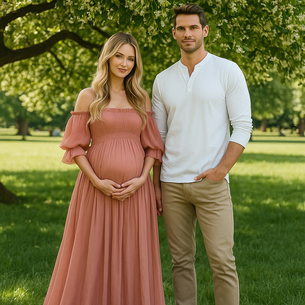 Elise - Off-Shoulder Maternity Evening Dress - Elegant