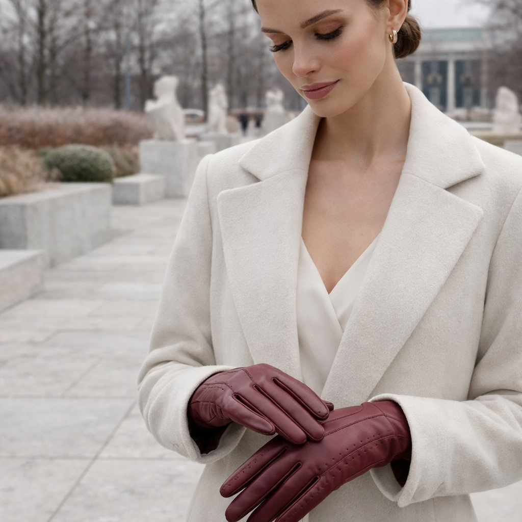 Velvet Luxe Women’s Genuine Leather Touchscreen Winter Gloves