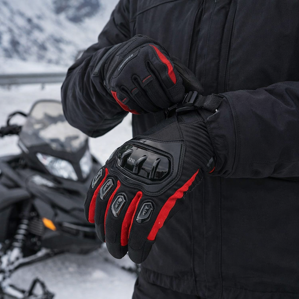 ThermoGrip Waterproof Winter Motorcycle Gloves with Carbon Protection