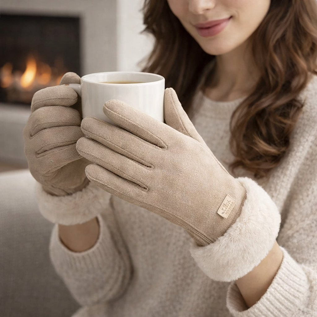 Cozelle - Thick Suede Touchscreen Winter Gloves