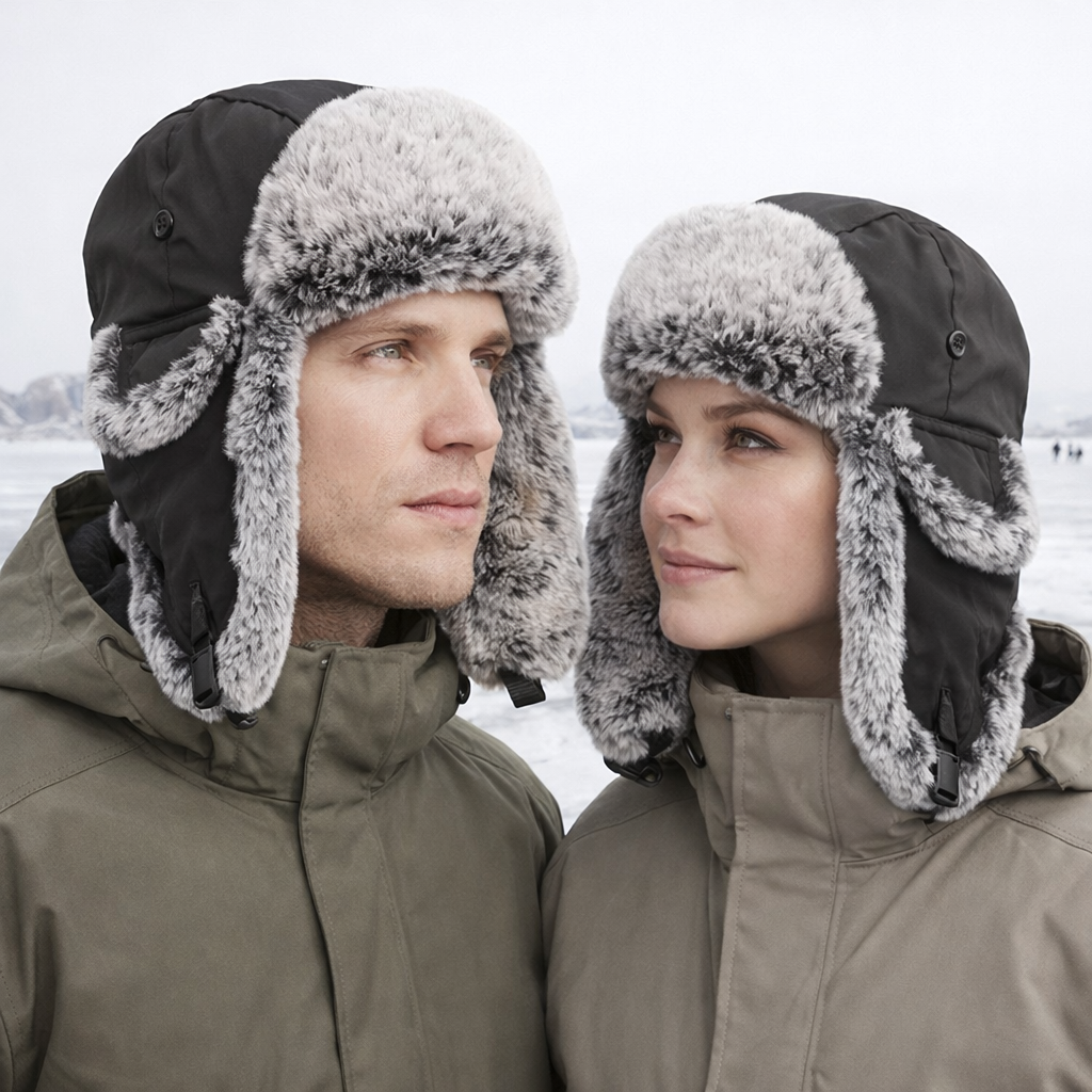 Unisex Insulated Winter Trapper Hat with Faux Fur