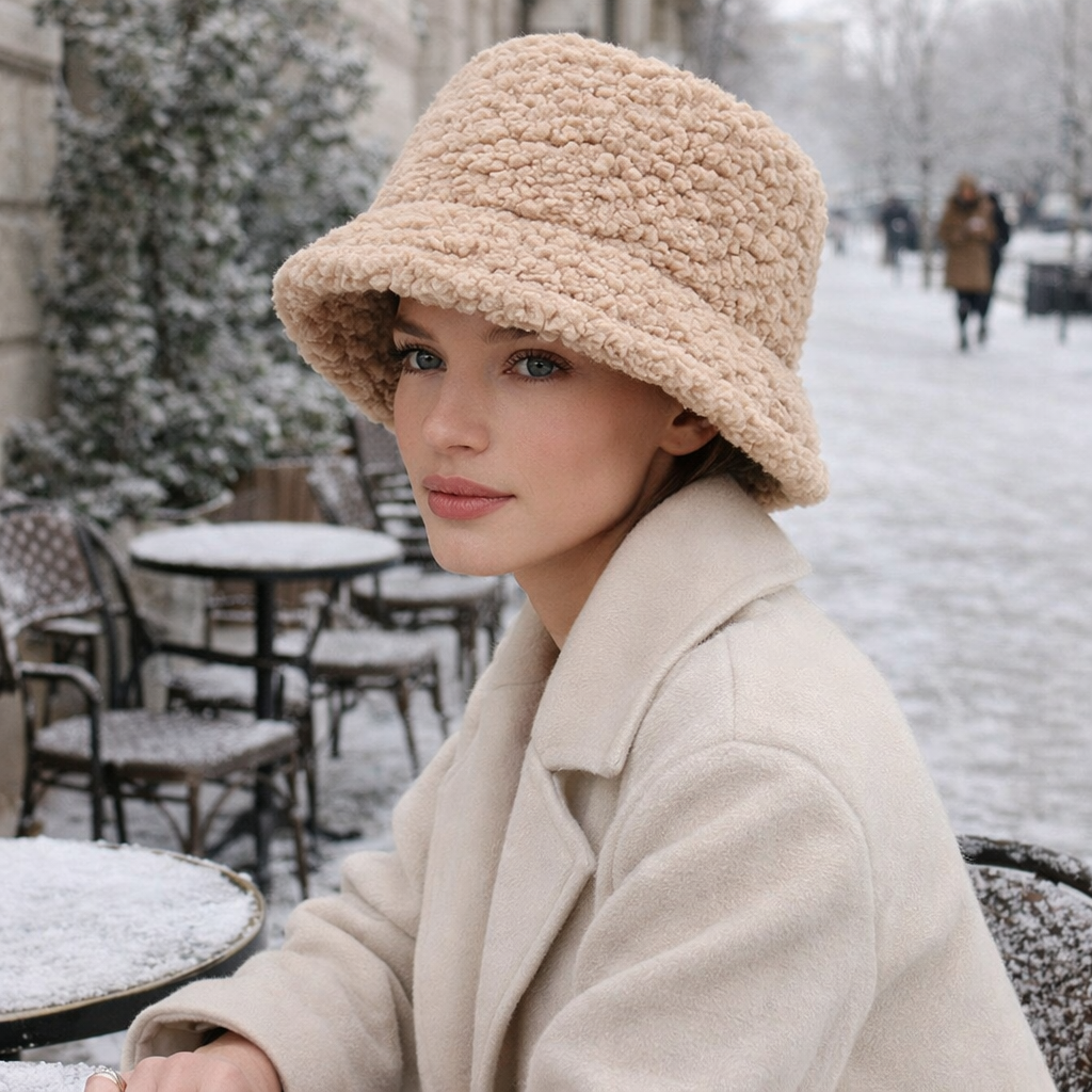 Women’s Lambswool Bucket Hat for Winter Warmth