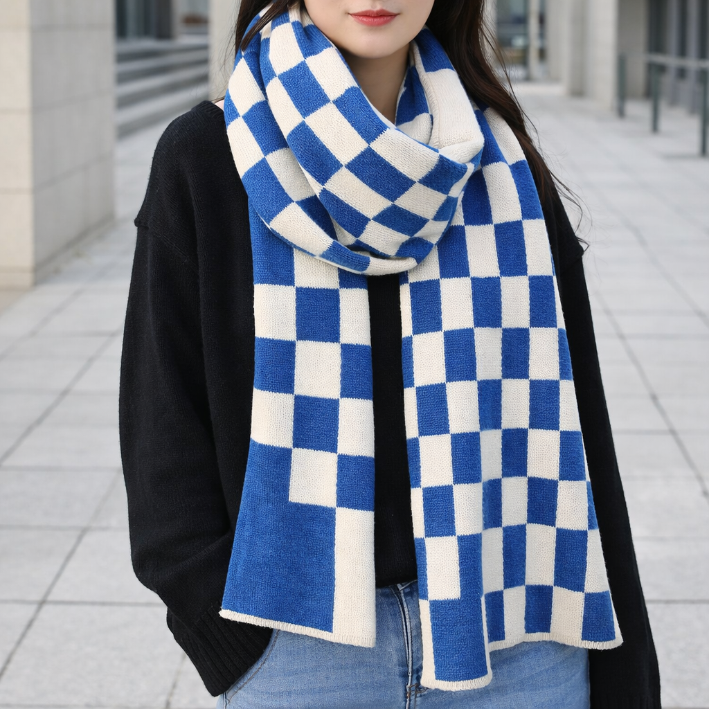 Checked Wool Winter Scarf Tartan Wrap