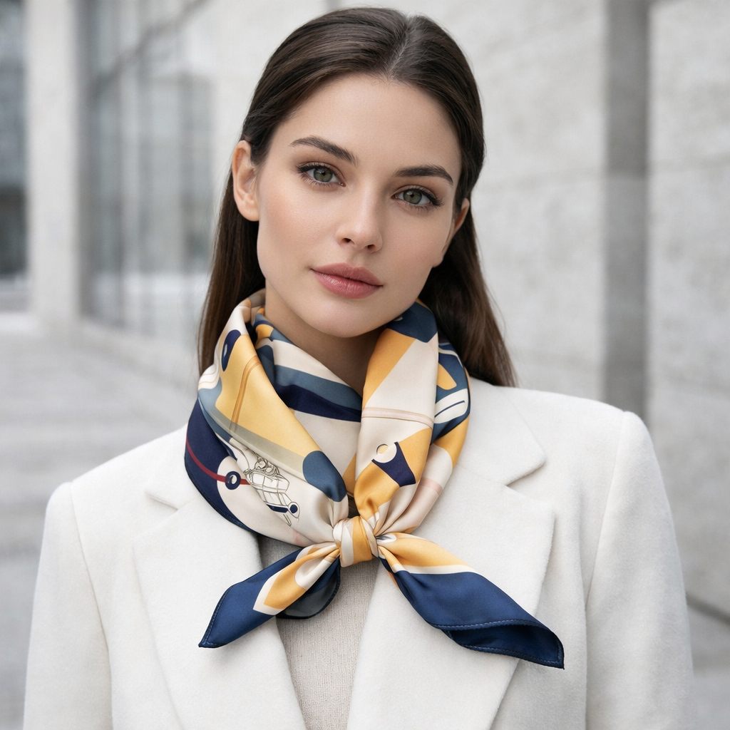 Elegant Silk Print Scarf for Women