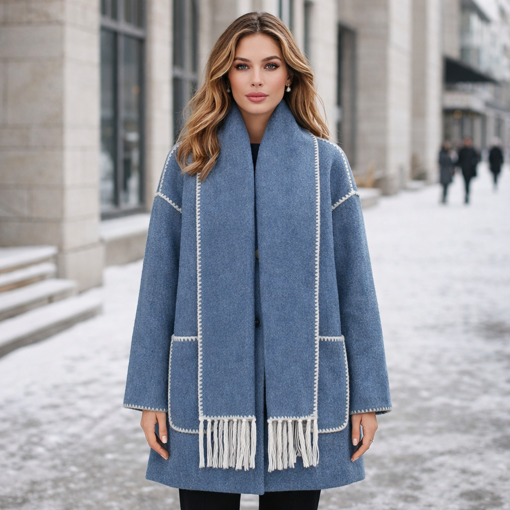 Renata - Elegant Wool Coat with Scarf Set