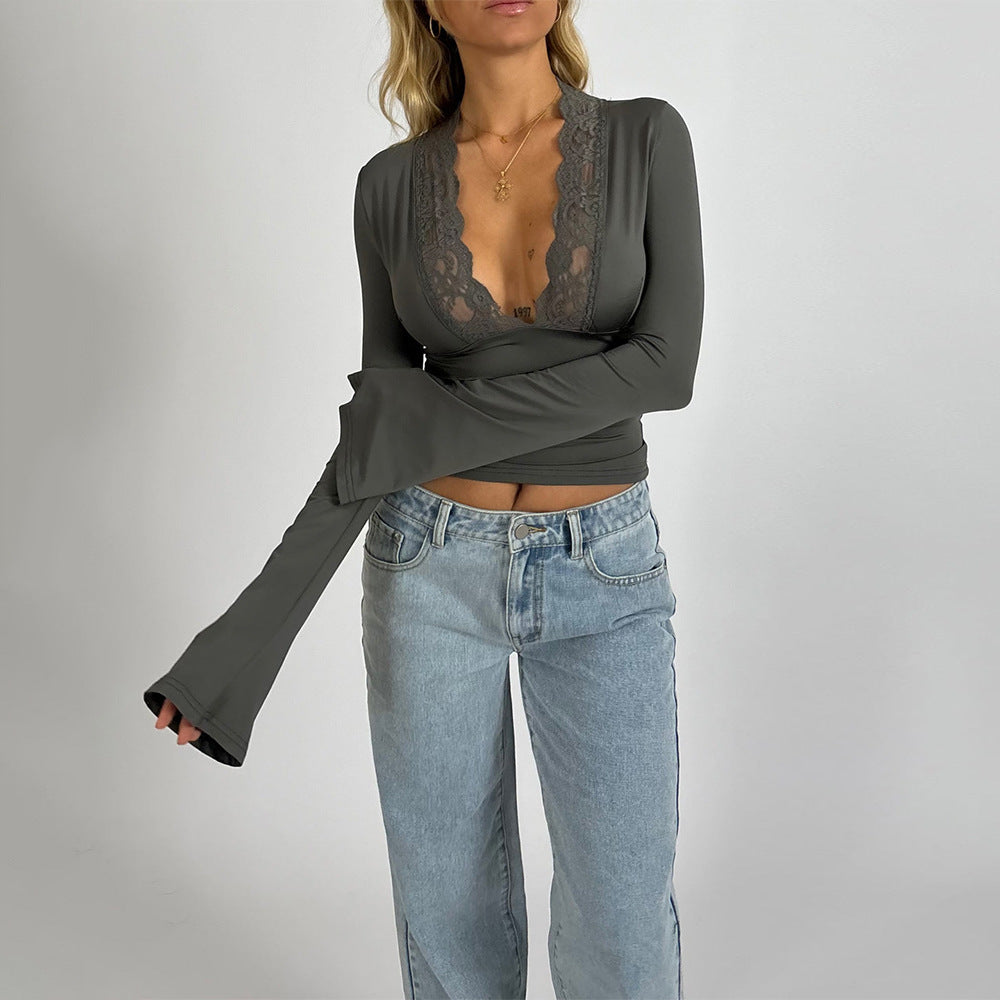 Celina - Elegant Lace Long Sleeve Women’s Blouse