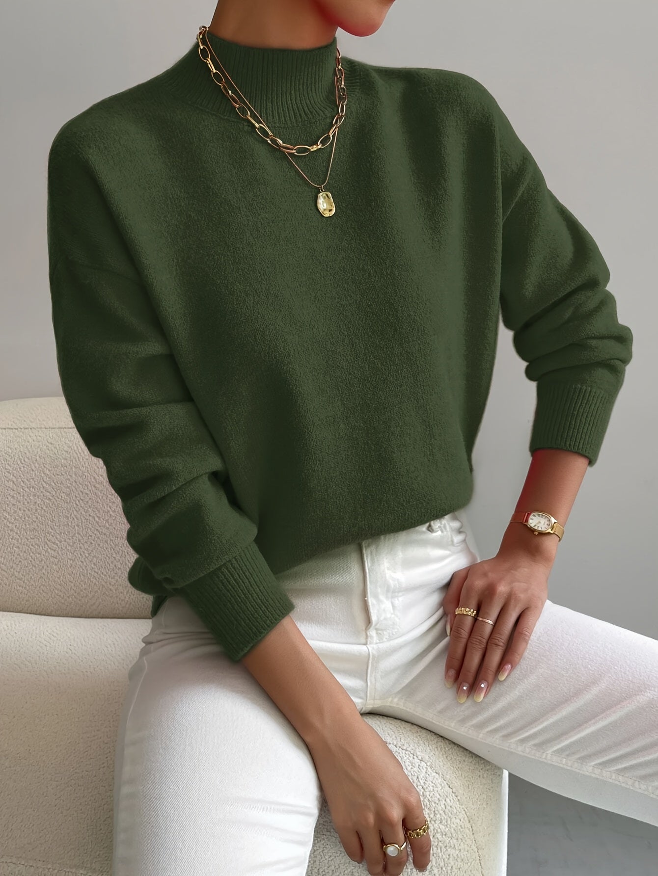 Yvonne - Knitted Jumper with High Collar