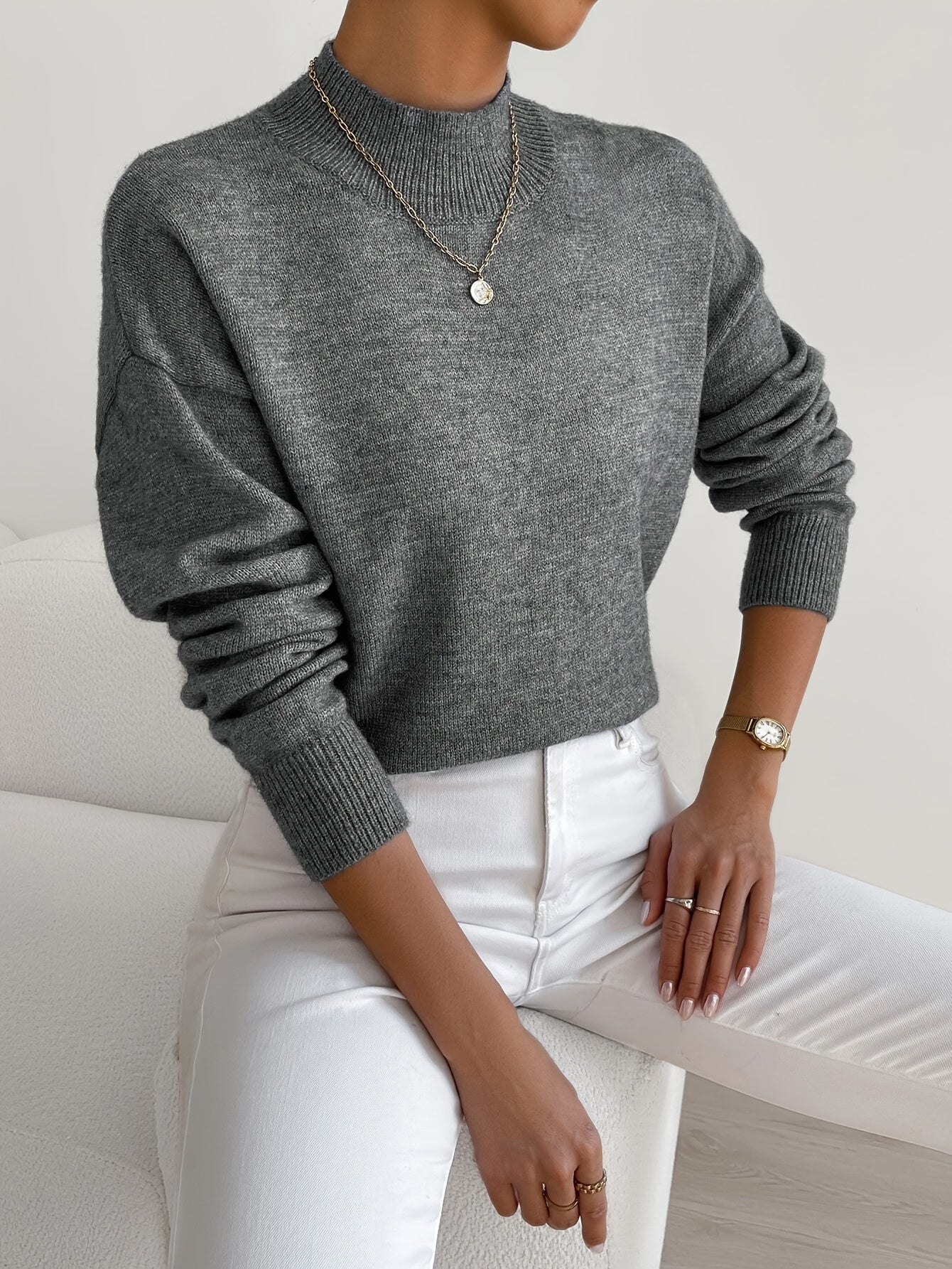 Yvonne - Knitted Jumper with High Collar