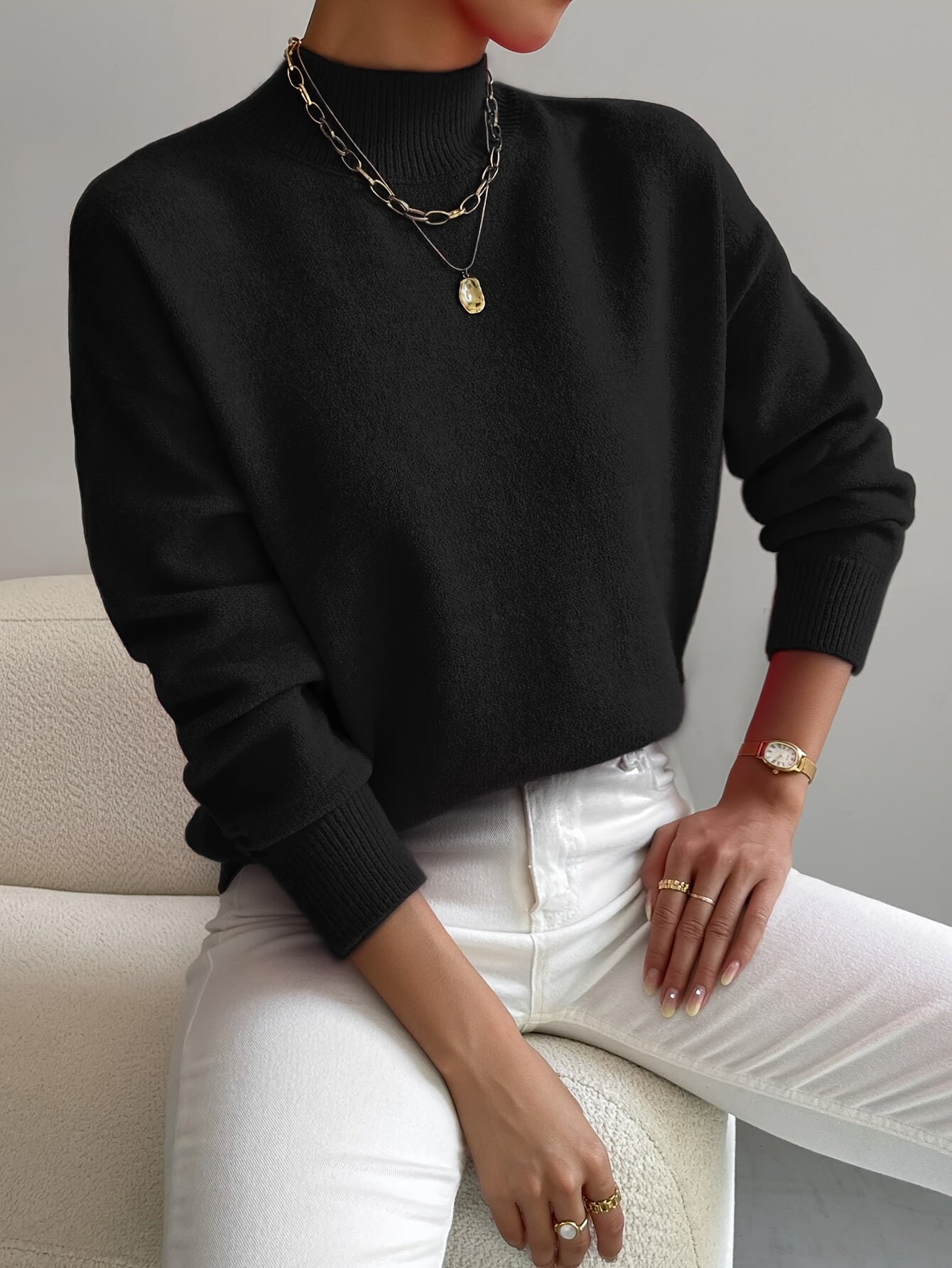 Yvonne - Knitted Jumper with High Collar