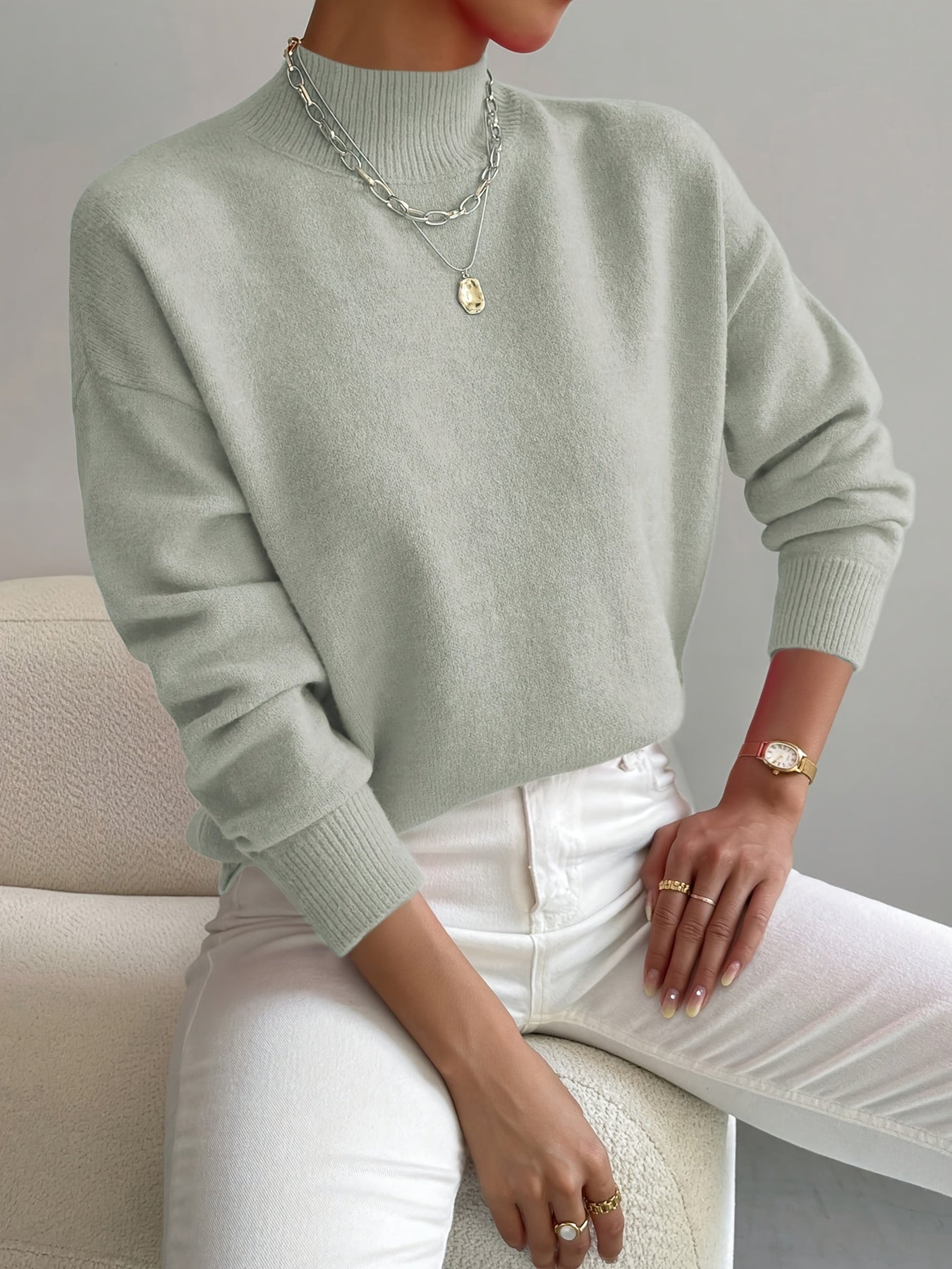 Yvonne - Knitted Jumper with High Collar