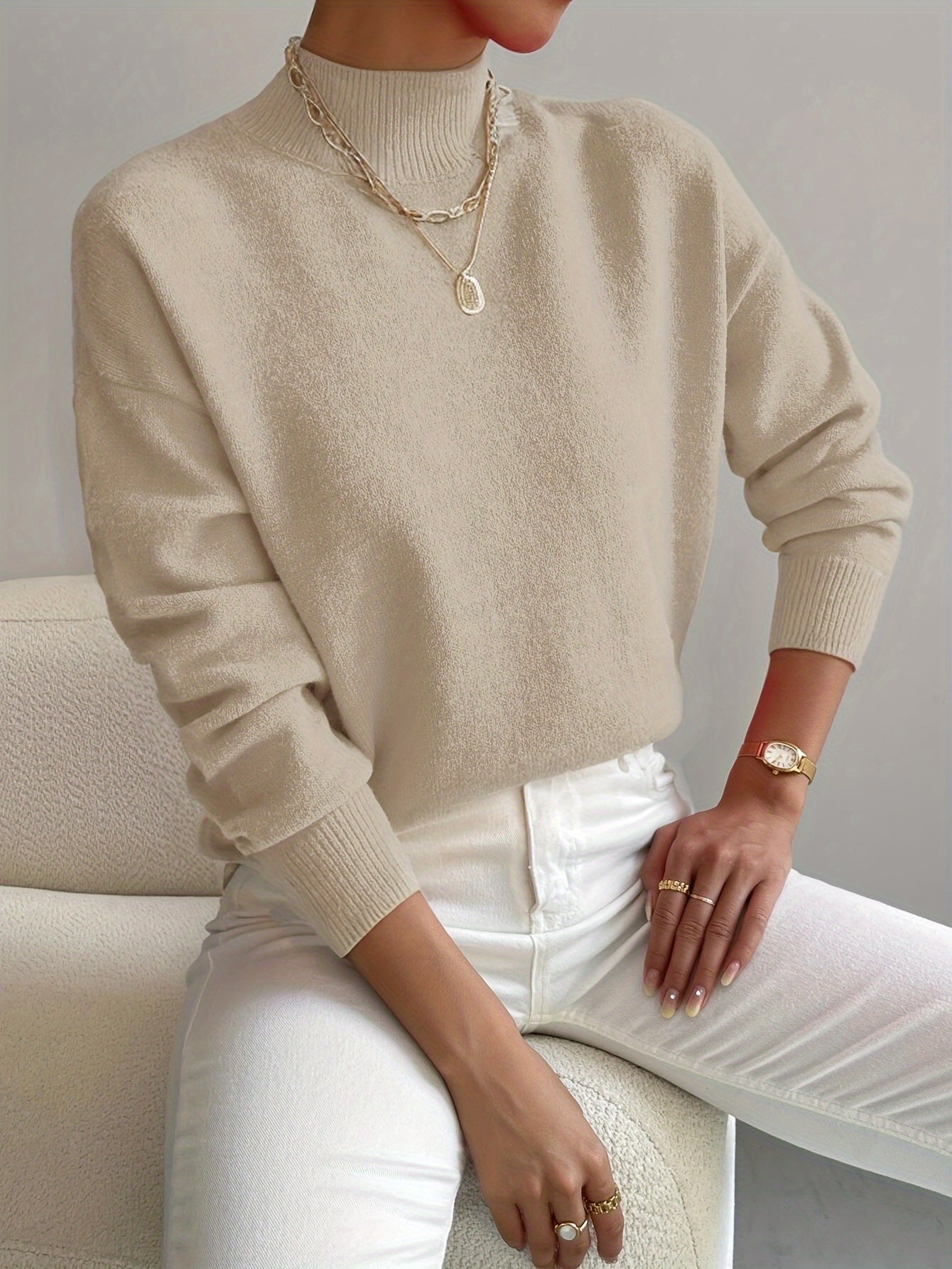 Yvonne - Knitted Jumper with High Collar