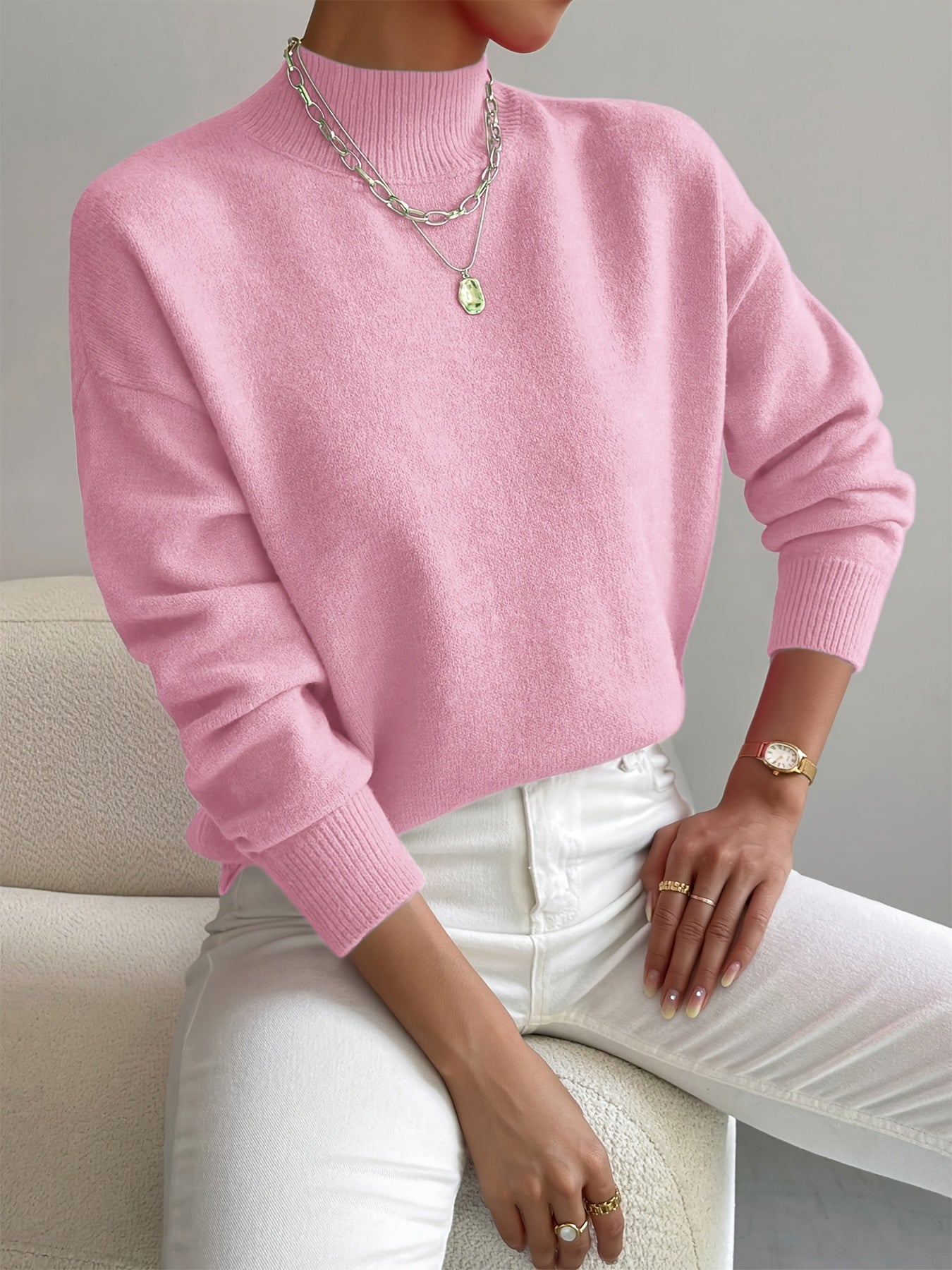 Yvonne - Knitted Jumper with High Collar