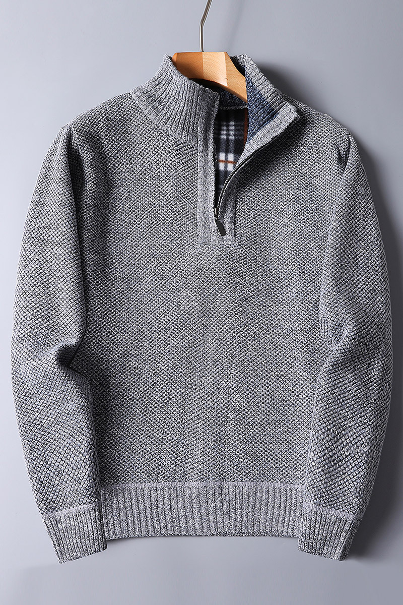 Men's High-Neck Zip Sweater - Warm - Elegant