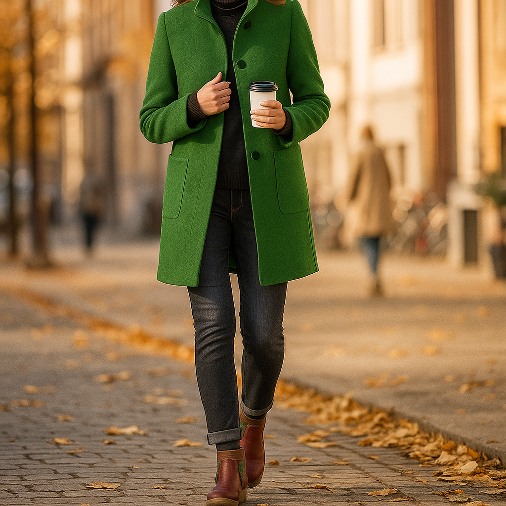 Vivano - Elegant Wool Coat - Women's Tailored Long Overcoat