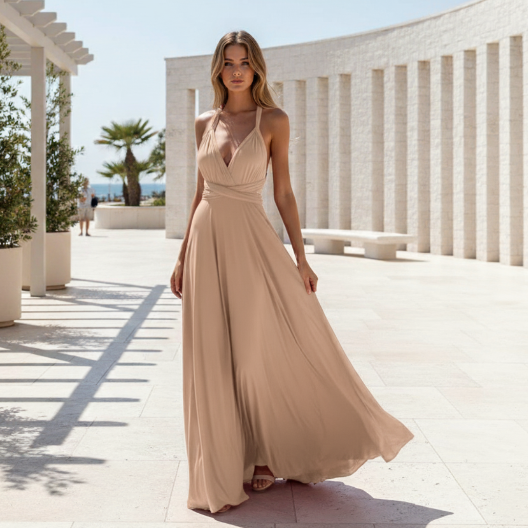 Marie Wrap Maxi Dress - Evening Gown - Open Back