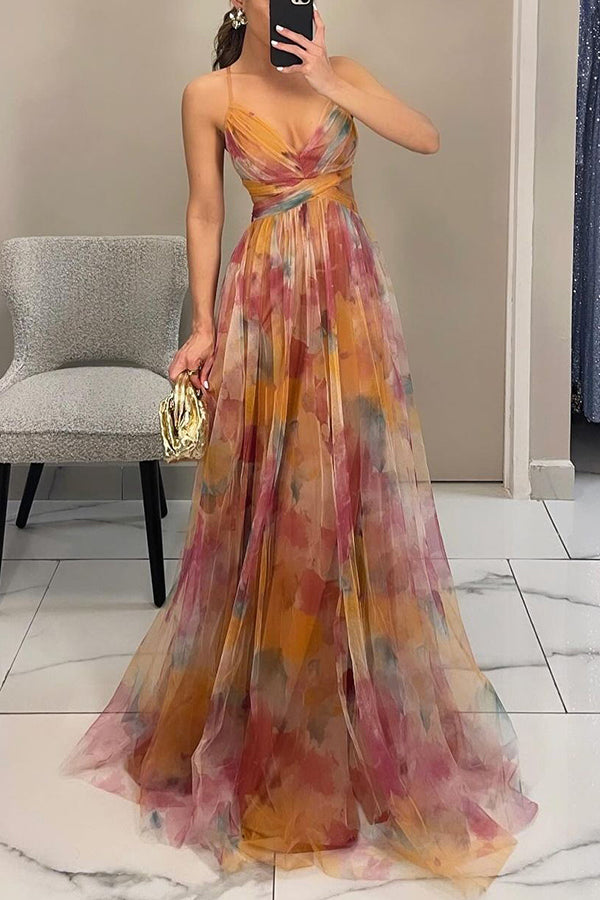 Robe maxi soirée élégante - imprimé floral - modèle Flora