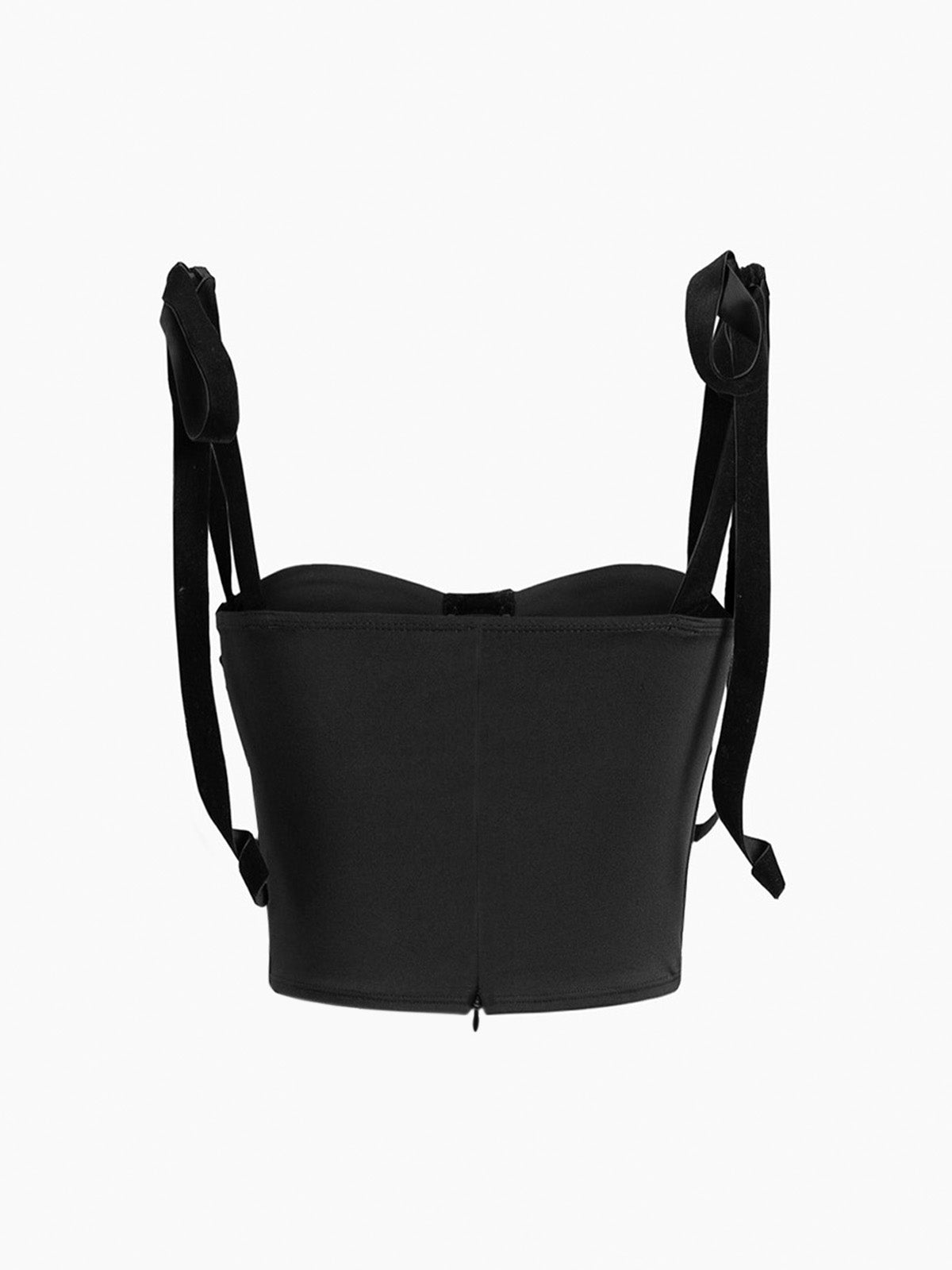 Yana - Black Mesh Corset Crop Top for Women