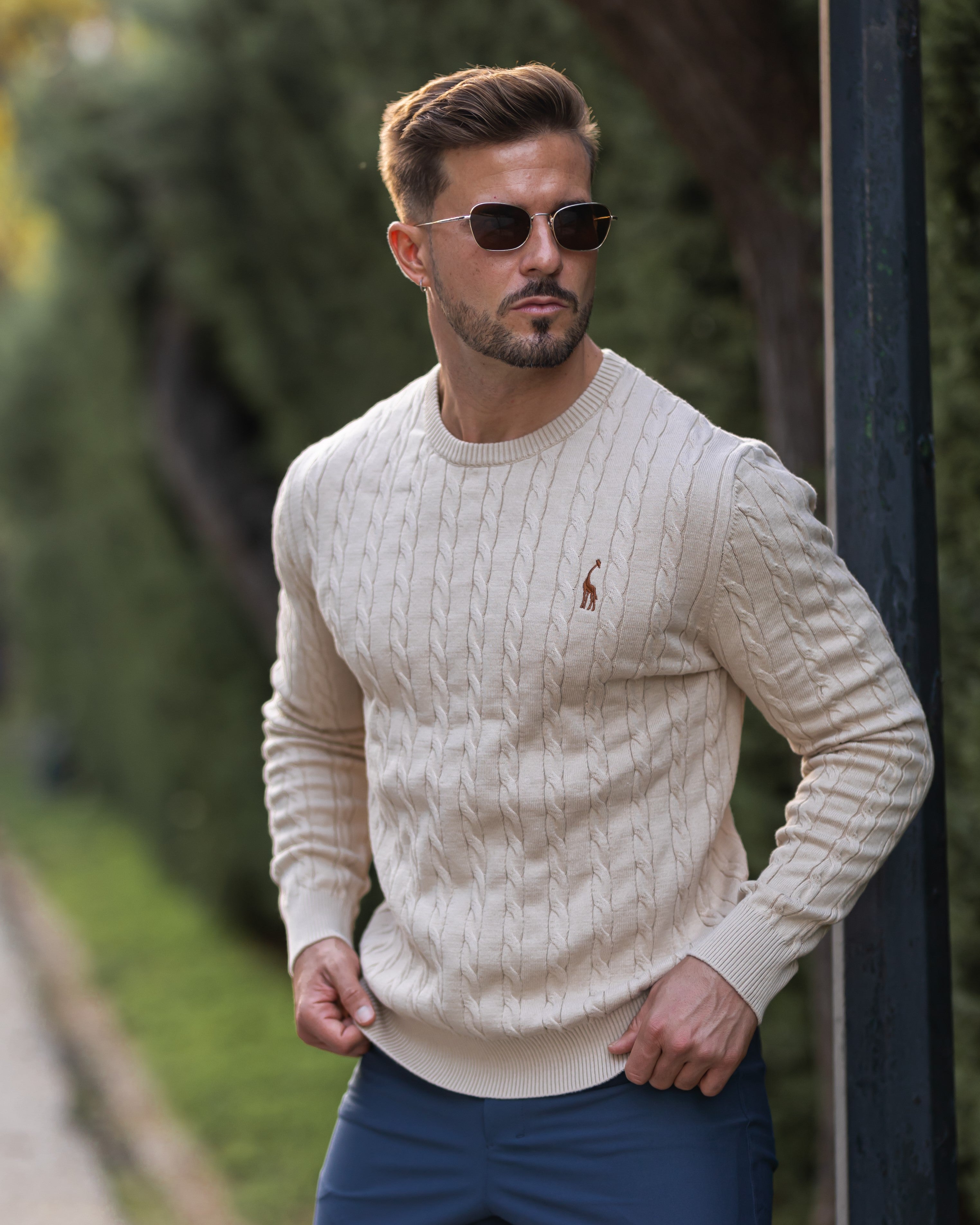 Men's Cable-Knit Sweater - Cotton - Classic Fit