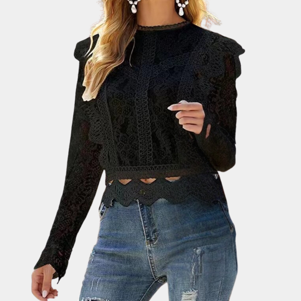 Bonnie - Lace Blouse Elegant Sheer Floral Top