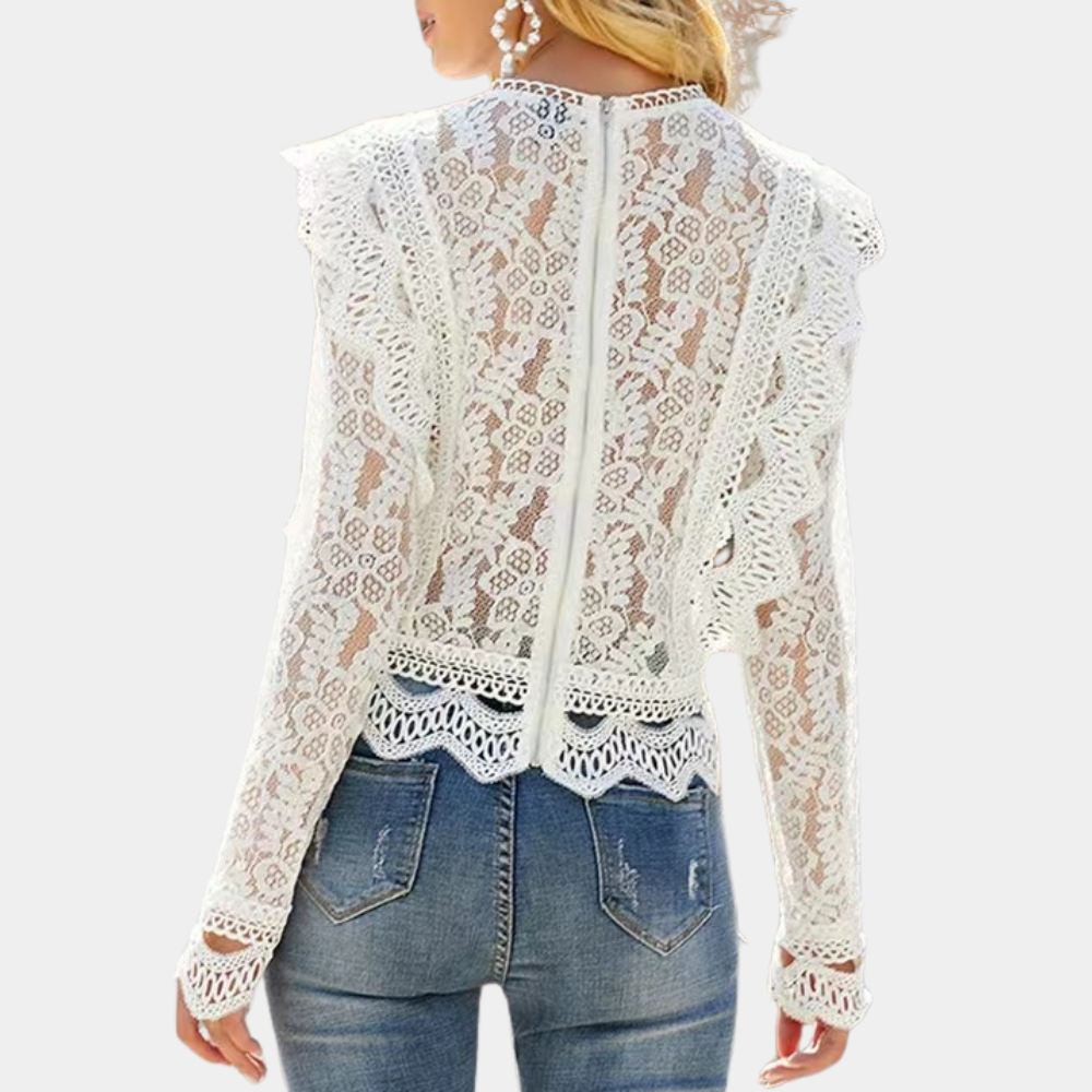 Bonnie - Lace Blouse Elegant Sheer Floral Top