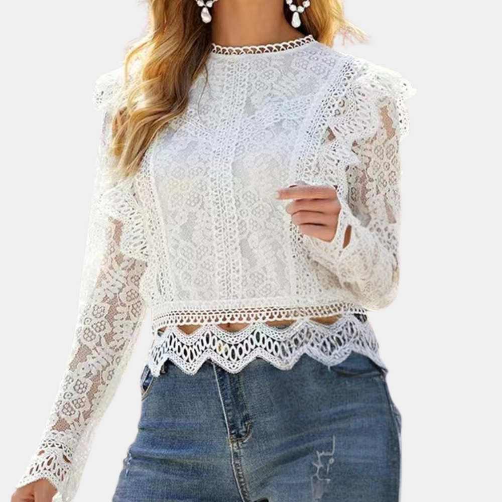 Bonnie - Lace Blouse Elegant Sheer Floral Top