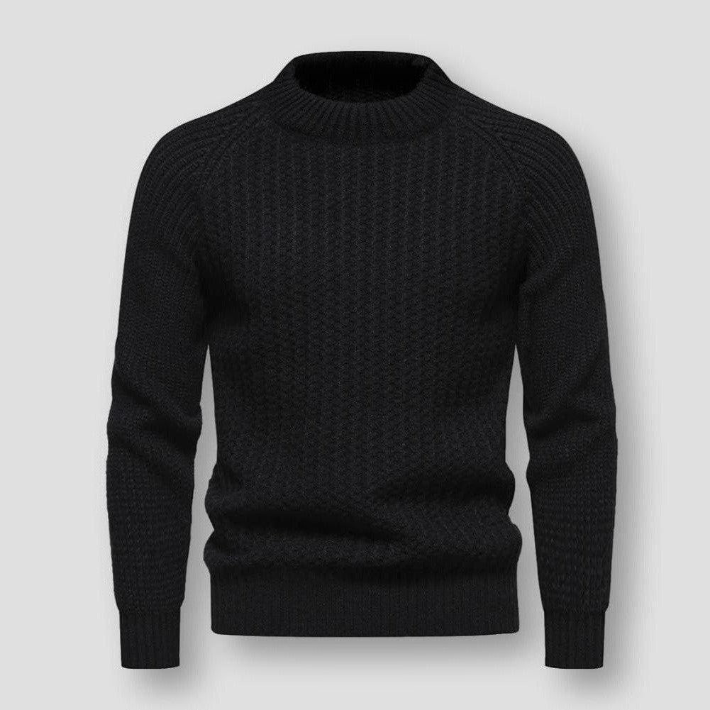 High-Quality Men's Waffle Knit Sweater - Premium Knitted Pullover