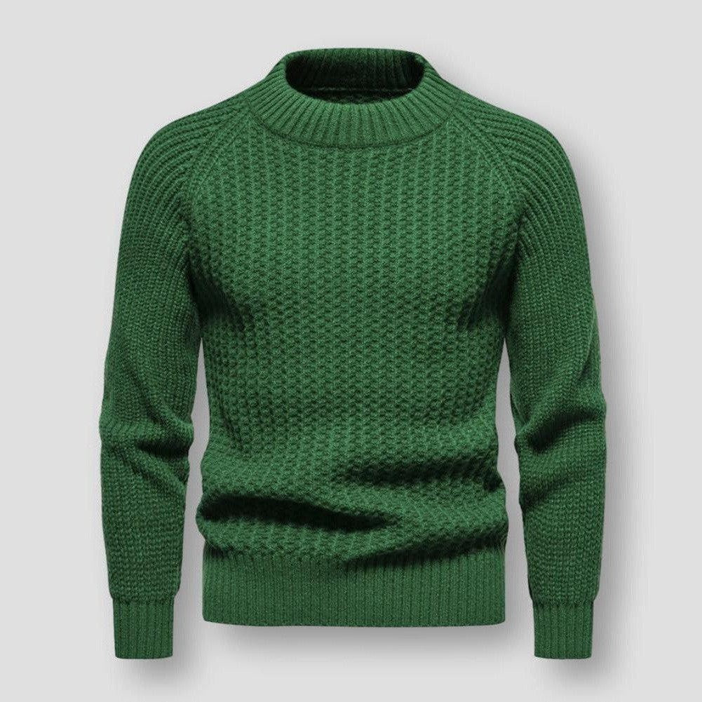 High-Quality Men's Waffle Knit Sweater - Premium Knitted Pullover