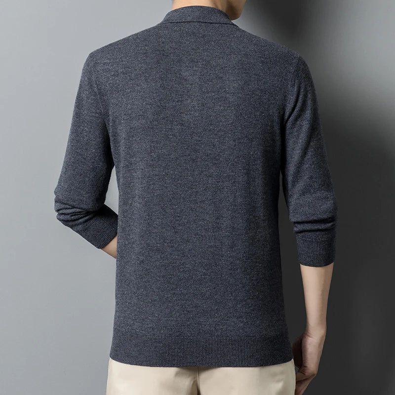Men's Polo Sweater - High-Quality Fabric - Classic Elegant Fit