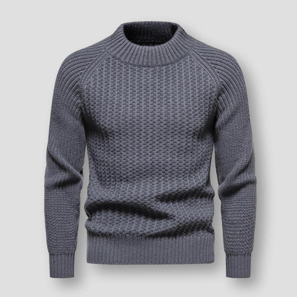 High-Quality Men's Waffle Knit Sweater - Premium Knitted Pullover